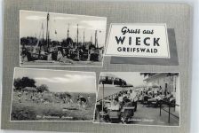 17493 O2202 Wieck b Gützkow b Greifswald - Gaststätte Utkieck Bodden Hafen Schiff