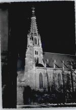 78532 W7200 Eßlingen , Baden - Kirche Baum Nacht