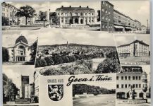 07545 O6500 Gera - Puschkinplatz, Museum, Gaststätte Haus des Bergmanns, Theater, Stadion, Markt