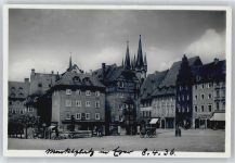 Cheb Eger - Marktplatz 8.4.36, Kirche, Brunnen, Leiterwagen