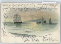 26548 W2982 Norderney Lithographie Segelboot