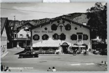 82487 W8103 Oberammergau - Dorfplatz , Hotel alte Post