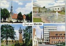 25746 W2240 Heide , Holst - Kirche, Wasserturm, Rathaus, Kfz-Meisterschule