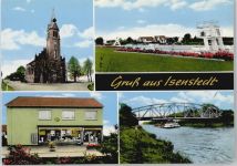 32339 W4992 Isenstedt , Kr Lübbecke, Westf - Kirche, Schwimmbad, Geschäft, Brücke