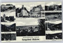 56579 W5455 Rengsdorf , Kr Neuwied - Kurhotel Zum Stern, Bismarck-Säule, Gesamtansicht, Kapelle, Kurhotel Eul, Strandbad