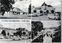 16798 O1432 Fürstenberg , Havel - Bahnhof, Rathaus, Marktplatz, Schiff MS Zeuthen in der Schleuse
