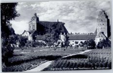 85049 W8070 Ingolstadt , Donau - Partie an der Stadtmauer, Taschenturm, Münster