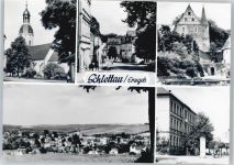 09487 O9316 Schlettau , Erzgeb - Kirche, Ortspartie, Gesamtansicht
