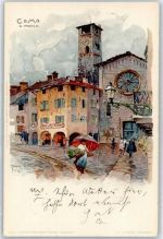 Como , St. Pedele Wielandt, M. Lithographie / Künstlerkarte