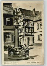97922 W6970 Lauda 1956 - Brunnen am Rathausplatz
