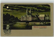 23552 W2400 Lübeck Lithographie Museum Dom, Mondscheinkarte