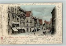 85049 W8070 Ingolstadt , Donau 1899 - Ludwigstrasse Marktszene
