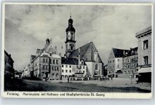 85354 W8050 Freising , Oberbay - Marienplatz, Rathaus, Stadtpfarrkirche St. Georg