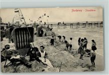 26548 W2982 Norderney 1910 - Strandleben Strandkörbe Seesteg