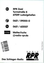 RPR Zwei - Walter Fuchs - Autogramm Radio KEINE AK