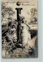 NPG Serie 195 - Jugendstil Buchstabenkarte 1905 Fotomontage AK