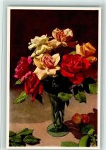 Rosen in Rot Weiss Orange und Pink in einer Vase Rose