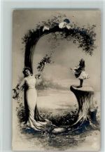 NPG Serie 195 - Buchstabe G - Kinder u. Frau im Jugendstil Buchstabenkarte 1904 Foto AK