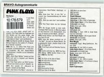 Pink Floyd - Bravo Autogrammkarte Rock / Pop
