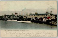 W4000 Düsseldorf Panorama 1902 Lichtdruck Knackstedt Gewerbeausstellung 1902 Gebrauchsspuren