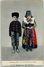 Kinder in Tracht AK Trachten Schaumburg-Lippe 1909 Gebrauchsspuren