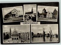 17489 O2200 Greifswald , Hansestadt - Universitäts-Apotheke Blick zum Dom Platz der Freundschaft Rathaus am Platz der Freundschaft Wiecker Brücke