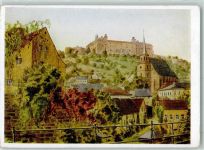95326 W8650 Kulmbach Künstlerkarte Blick auf die Plassenburg sign Hans Schmitz Aquarell