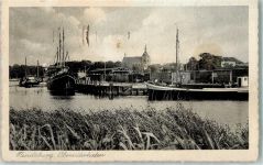 24768 W2370 Rendsburg Gebrauchsspuren Obereiderhafen Segelschiffe