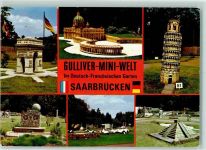 66111 W6600 Saarbrücken - Gulliver-Mini-Welt Im Deutsch-Französischen Garten Rückseite mit Abschürfungen bzw Kleberesten