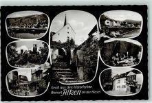 56283 W5401 Alken , Mosel - Burg Thurant Innenhof St. Michaes-Kapelle Moselstraße Am Witburg-Tor Rückseite mit Abschürfungen bzw Kleberesten
