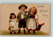 Verlag Winkler & Voigt 6039 Kinder Sekt Brief Namenstag 1908