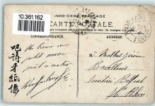 Tonkin Tongking 1908 Karte beschädigt Ort lt. Stempel