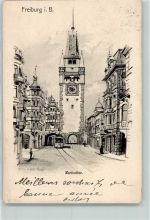 W7800 Freiburg im Breisgau Martinstor Straßenbahn AK Felle, Eugen 1908