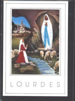 Lourdes Religion keine AK Seide (gestickt) AK mit Stickerei