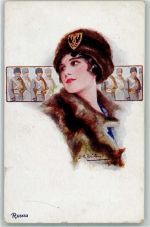 Russia Mode AK Künstler sign. 1917 Gebrauchsspuren