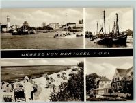 23999 O2401 Insel Poel - Strand Strandkörbe Fischerkutter