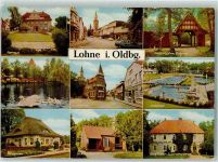 49393 W2842 Lohne Oldenburg - Rathaus Mühlenteich Schwäne Jugendherberge Burg Hopen Burggarten