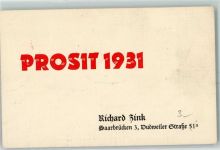 66111 W6600 Saarbrücken KEINE AK Richard Brink Neujahrskarte 1931