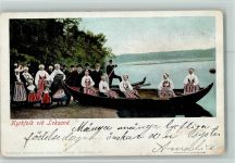 Kyrkfolk vid Leksand - Ruderboote AK Trachten Schweden 1900