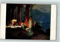 Nr. 5115 - Marcel Rieder - Serene night AK gedeckter Tisch Künstlerkarte