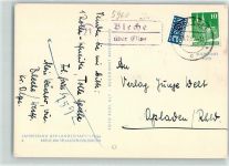 57462 W5960 Olpe , Biggesee Foto AK Landpoststempel Bleche Notopfer Marke Jahresring der Landschaft 1. Folge Nr 6 Kreuz am Sellajoch-Dolomiten