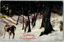 Weihnachten Jagdtiere Rehe AK Fromme, L.