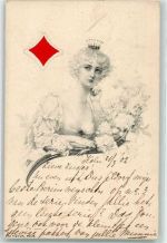 Karo Dame Max Victor Köln Kartenspiel 1902 Künstlerkarte