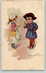 Kind AK Castelli, V. 1923 Gebrauchsspuren