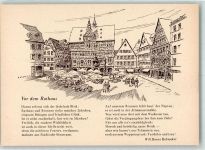 72070 W7400 Tübingen Künstlerkarte sign. Franck Rathaus Marktszene