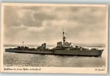 W2940 Wilhelmshaven Zerstörer in einen Hafen einlaufend PK Aufnahme Marine WK I Foto AK