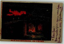 W6900 Heidelberg , Neckar sign. Kallmorgen Schloßbeleuchtung Karlsruher Künstlerbund Lithographie / Künstlerkarte