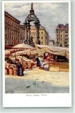 1010 Wien 1. Bezirk, Innere Stadt Künstlerkarte Hoher Markt Marktszene sign. R. Konoda