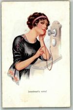 Frau Telefon WSBS 1112 Glamour 1914 Künstlerkarte