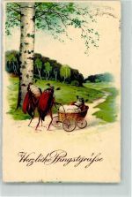 vermenschlicht Kinderwagen Pfingsten Maikäfer 1937 Künstlerkarte